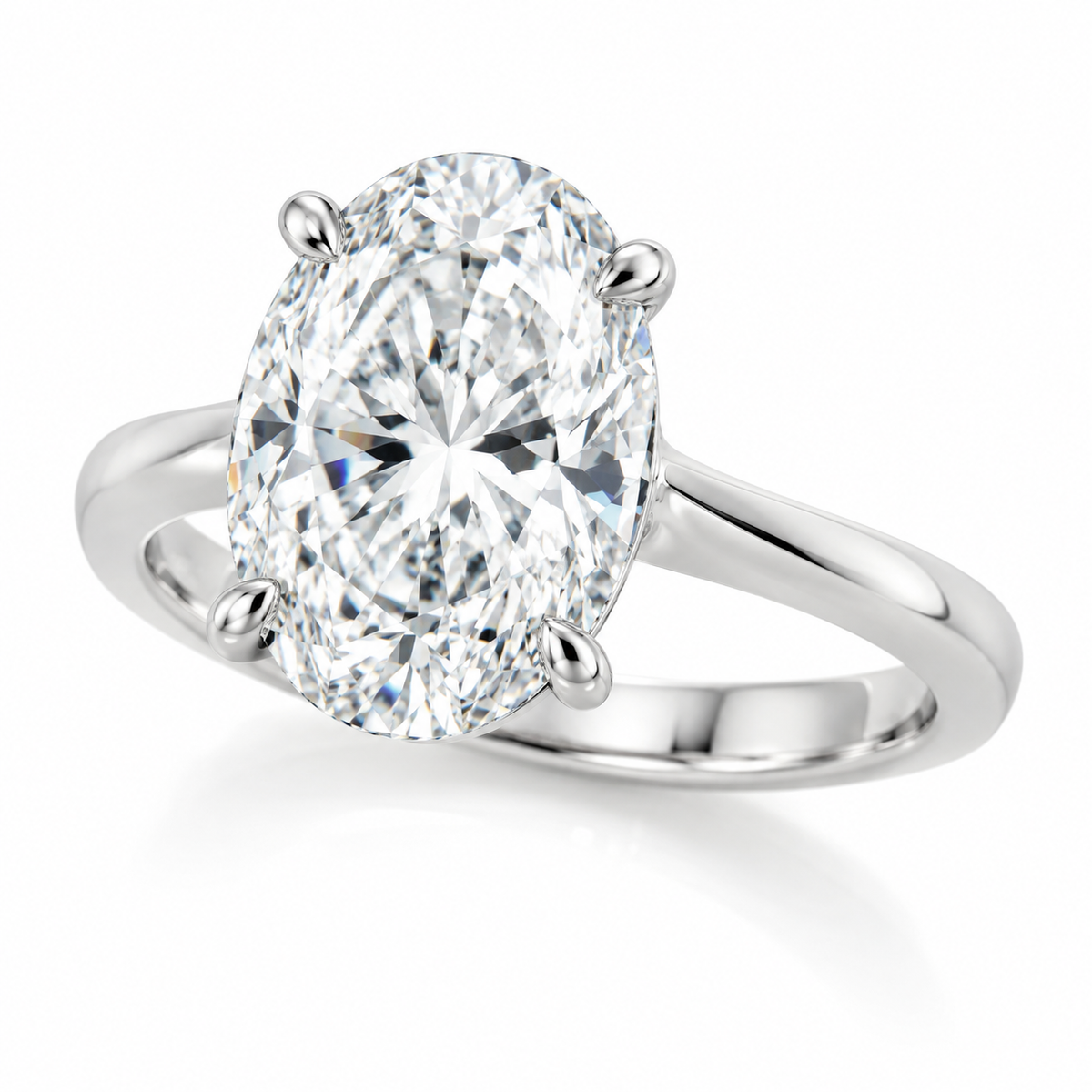 3 Carat Oval Lab-Grown Diamond Solitaire Engagement Ring – 14K White Gold