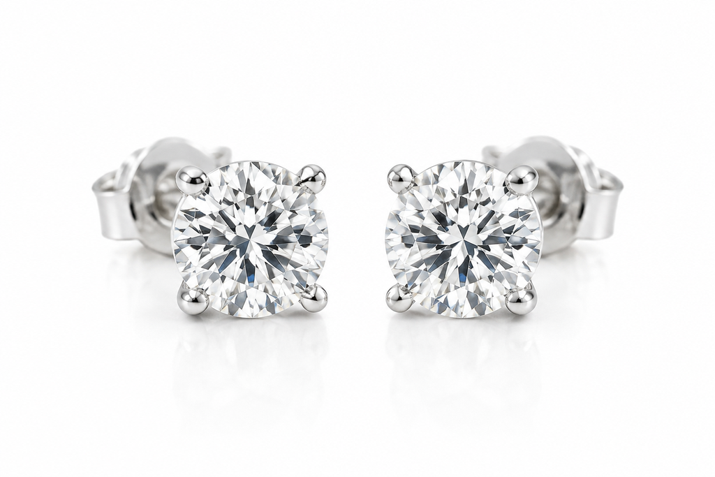 1 Carat Total Round Lab-Grown Diamond Stud Earrings – 14K Gold