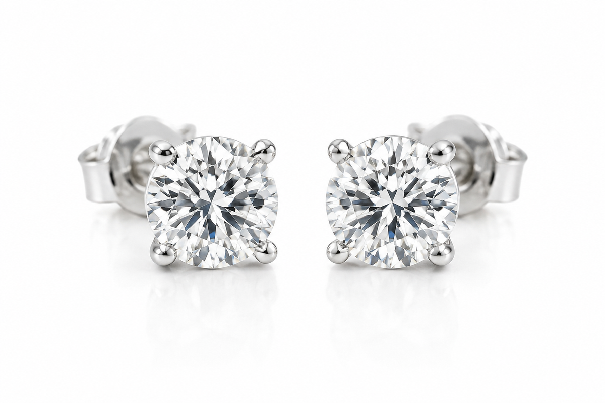 1 Carat Total Round Lab-Grown Diamond Stud Earrings – 14K Gold