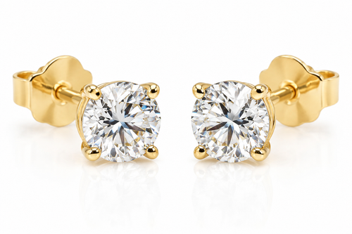 1 Carat Total Round Lab-Grown Diamond Stud Earrings – 14K Gold