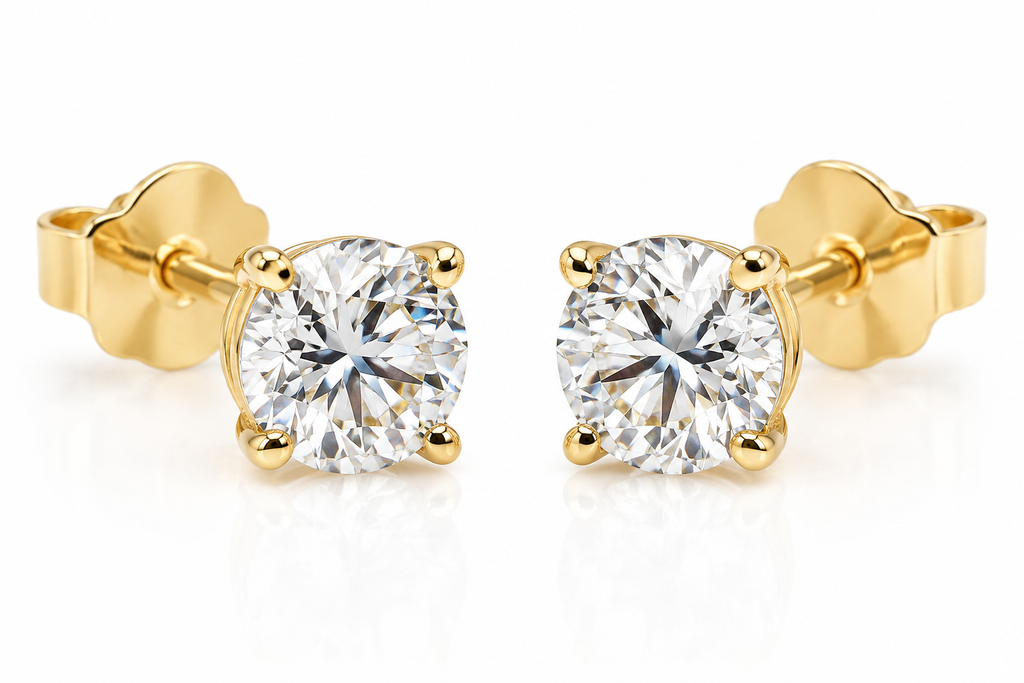 1 Carat Total Round Lab-Grown Diamond Stud Earrings – 14K Gold